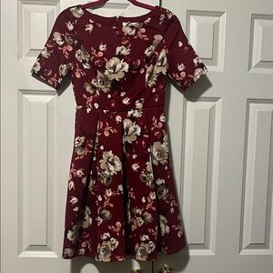 White House Black Market Burgundy Floral Dress